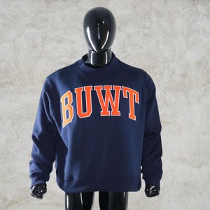 BUWT Letter Print Crew <b>Neck</b> Sweatshirt Premium <b>Mock</b> <b>Neck</b> Fleece Sweatshirt Custom Logo Cotton Pullover Men Oversized Casual - Product Image 3