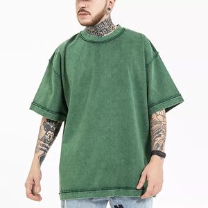 T-shirt en coton violet surdimensionné pour homme OEM 2026, manches courtes, col rond, couleur unie, tricot jersey, coupe décontractée - Product Image 2