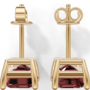 Pink Garnet Emerald Cut <b>Heart</b> Shape Stud <b>Earring</b> Gold Plated 925 <b>Sterling</b> <b>Silver</b> Solitaire Gemstone IGI Certified Claw Setting - Product Image 5