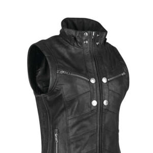 Veste sans manches en cuir pour femme style motard, gilet tendance pour femme, gilet en cuir personnalisé style motard – Grande Vente - Product Image 3