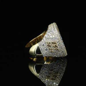 Men's 18K <b>Gold</b> Pyramid <b>Cocktail</b> <b>Ring</b> With Moissanite Pave Setting Luxury Party Jewelry silver <b>ring</b> - Product Image 2