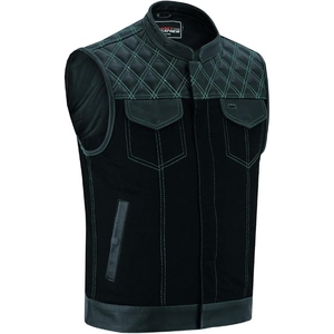 Custom Men's Genuine Leather Motorcycle Club Vest <b>Quilted</b> Biker Riding <b>Waistcoat</b> Premium Cowhide Leather Zip Vest - Product Image 4