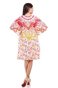 2026 Brown Handmade Tie Dye <b>Kaftan</b> Women's Free Size Natural <b>Summer</b> Floral Digital Printed Maxi Dress Bohemian Hippie Style - Product Image 2