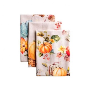 Proveedor Indio Exportador Lindo Gofre Hola Otoño Bordado Algodón Desechable Golf Toallas de Cocina Calabaza Blanca Secado Rápido - Product Image 6