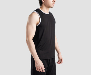 Camiseta sin mangas cómoda para hombre, de poliéster y algodón acanalado, para gimnasio, informal, de verano, para exportación. - Product Image 2