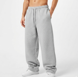 Custom Breathable Casual <b>Men</b> Oversized Printed Sweatpants 100% Cotton French Terry Wide Leg Heather Gray <b>Baggy</b> <b>Trousers</b> - Product Image 4