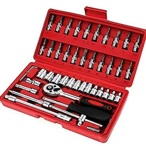 Juego de 46 Piezas de Llaves de Tubo con Trinquete, Juego de Herramientas para Reparación de Automóviles, Motocicletas, Mecánica - Product Image 1