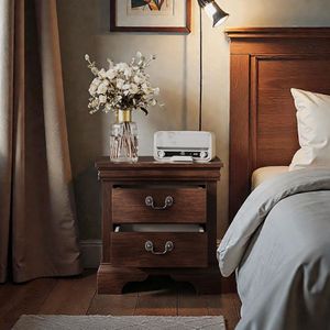 Table de chevet classique en bois 22'' x 16'' x 22,7'' en cerisier, meuble élégant pour chambre à coucher - Product Image 4