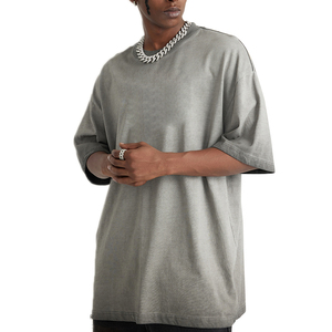 Camiseta de Manga Corta para Hombre, Cuello Redondo, Color Sólido, Estilo Casual Urbano, Tejido de Punto, 100% Algodón, la Mejor Calidad - Product Image 2
