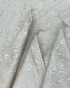 High Quality Sequin Embroidery Fabric 3D Floral Lace Fabric for Evening Dress Wedding Gown Garment - Product Image 6