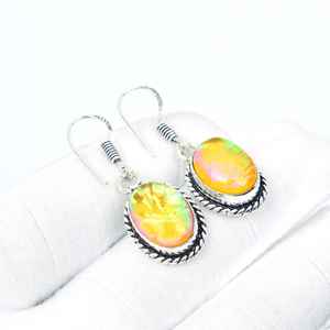 Triplet Fire Opal 925 Silver <b>Earrings</b> Handmade Boho Jewelry Statement Gift For Women <b>Men</b> - Product Image 6
