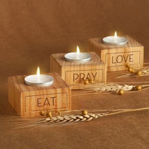 Porte-bougie en bois artisanal de qualité supérieure, support à bougie rustique naturel pour la décoration de la maison et de la table, élégant centre de table décoratif - Product Image 5
