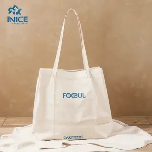 Bolsas de Mano Personalizadas al por Mayor de Lona de Algodón Orgánico Reciclable con Asa para el Hombro, Bolsas de Compras Promocionales Reutilizables con Logotipo Impreso - Product Image 2