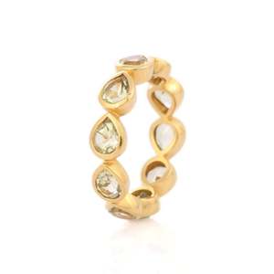 Bague d'éternité en or 18 carats avec topaze citron - Sertissage micro-pavé - Bague de mariage - Product Image 4