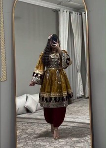 Robes Salwar Kameez Afghanes Kuchi Broderie Dentelle Haute Qualité Respirantes Robes de Mariage 2025 Vente Chaude en Gros - Product Image 5