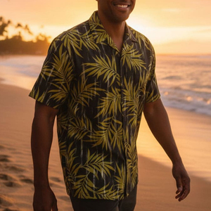 Chemises Hawaïennes Décontractées en Coton et Lin Personnalisées pour Hommes – Idéales pour la Plage - Product Image 1