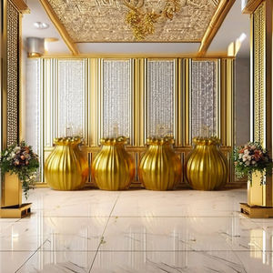 Centro de Mesa/Jarrón para Flores/Decoración de Mesa de Boda, Dorado, Forma Personalizada, Gigante, de Pie, Estilo Zen Asiático, Hecho a Mano con Fibra de Vidrio - Product Image 4