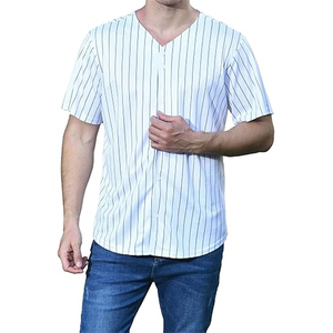 เสื้อเบสบอลแบบใหม่สั่งทำได้ ระบายอากาศดี แขนสั้น คอวี พิมพ์ลายซิลค์สกรีน โพลีเอสเตอร์ 100% ราคาดีที่สุด หลายแบบให้เลือก - Product Image 1