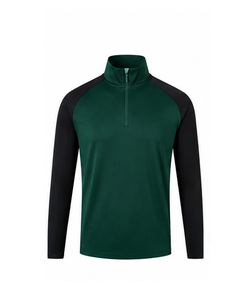 <b>Men's</b> Red Black Contrast Half-Zip Long Sleeve Quick Dry Sports Top Regular Fit All Seasons 100% Polyester - Product Image 2