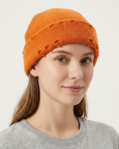 Distressed Style Knit <b>Beanie</b> Vintage Washed Winter Hat Soft 100% <b>Wool</b> Custom Logo OEM Private Label Wholesale Unisex Children's - Product Image 2