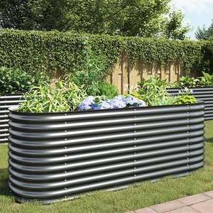 Macetas y jardineras grandes y duraderas de acero galvanizado gris para jardín - Product Image 1