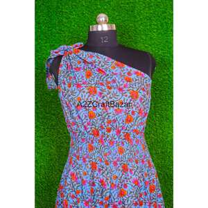 Túnica Casual Midi con Hombros Descubiertos, 100% Algodón Puro, Estampado Floral Elegante, Cómoda, con Botones, para Fiesta o Playa, Superventas - Product Image 2