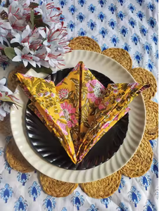 Serviettes de table en coton imprimées à la main en Inde, réutilisables, en tissu doux, pour les mariages, les fêtes, la salle à manger à domicile et la décoration de table d'hôtel - Product Image 2