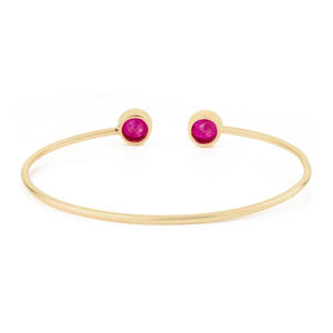 Stunning Handmade July Birthstone Two <b>Ruby</b> Gemstone Flexible Cuff Bangle Wholesale Price Fine Real K14 Yellow Gold Women Jewelry - Product Image 6