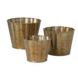 Nouveauté : Pots de fleurs et jardinières carrés en métal doré brossé, luxueux, écologiques, personnalisables, pour intérieur/extérieur - Product Image 1