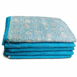 Handmade Indian Cotton Kantha Quilt <b>Vintage</b> Patchwork Bedspread Bohemians Customized Size Anti-static Floral Pattern 600TC - Product Image 1