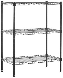 Basics Adjustable 3 <b>Shelf</b> Metal Rack | Heavy Duty Steel Storage <b>Shelf</b> Black Coated <b>Chrome</b> Finish - Product Image 6