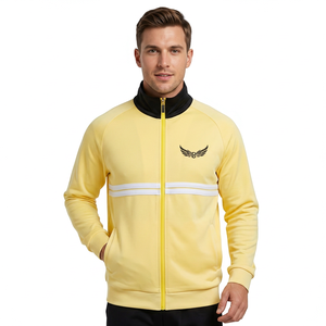 Veste Jaune pour Homme avec Col Noir et Broderie Logo Aile, Fermeture Éclair Intégrale, Style Sportif, Coupe Classique, Idéale Printemps - Product Image 4