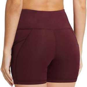 Taille haute noir Yoga entraînement Gym course volley-ball Spandex Shorts avec poches Shorts pour femmes avec poches - Product Image 2