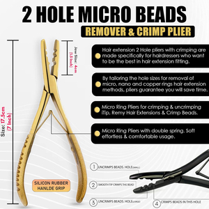 Professional Stainless Steel Hair <b>Extension</b> Tool Kit for Training Education <b>Micro</b> Rings Beads Removal Pliers Customization - Product Image 5