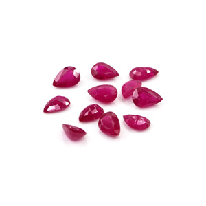 Rubíes naturales sin tratar de Mozambique, calibrados en forma de pera de 3x5 mm, piedras preciosas de rubí facetadas naturales sueltas para la fabricación de joyas, listas para usar. - Product Image 1