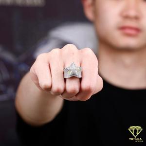 Bague de déclaration étoile en argent sterling 925 de luxe avec diamant Moissanite pour les acheteurs de bijoux en gros - Product Image 2