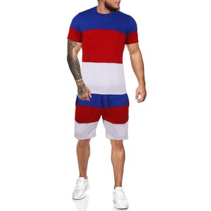 Wholesale Casual Contrast Color Stitching Breathable <b>Short</b>-sleeved <b>Shorts</b> Sports Jogger <b>Set</b> <b>t</b> <b>Shirts</b> <b>Men</b> <b>Short</b> <b>Set</b> - Product Image 4