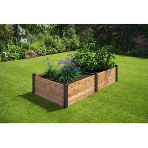 Jardinière rectangulaire en bois d'extérieur pour jardin et patio-Lit de fleurs - Product Image 4