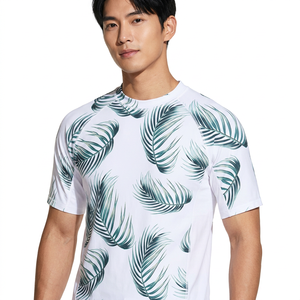 Chemise à manches courtes en polyester à séchage rapide pour homme, imprimé feuilles tropicales blanches - Product Image 4