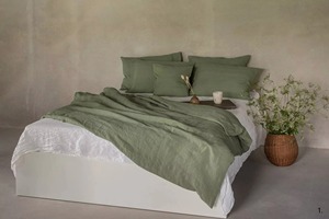 Custom Luxury Pink <b>Linen</b> Washed Solid <b>Duvet</b> <b>Cover</b> Set Handmade Bedding OEM/ODM Available Queen <b>King</b> Sizes Home Use - Product Image 1