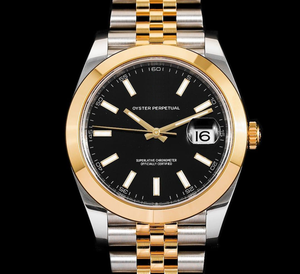 Reloj de Lujo Charm Cartooni de Acero Inoxidable Bicolor con Esfera Negra Sunray, Manecillas Luminosas, Correa de 22mm, Estilo Ejecutivo - Product Image 3