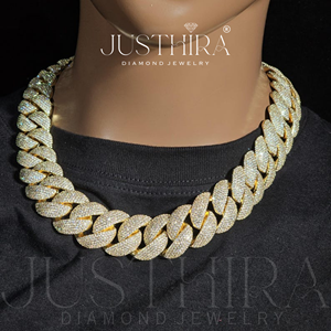 Best Quality Luxury Iced Diamond Cuban Link Chain Hip Hop Jewelry Gold Plated <b>Statement</b> <b>Necklace</b> for Unisex Available For Sale - Product Image 3