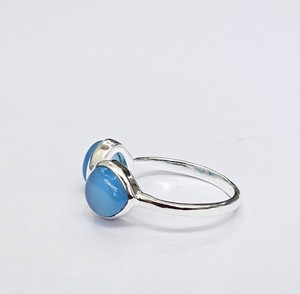 Bague en argent sterling 925 avec calcédoine bleue, double pierre, style classique, ajustable, bijoux en argent, fournisseur - Product Image 4