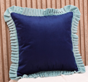 High Quality Velvet Ruffle Border Cushion Cover Elegant Decorative <b>Throw</b> Pillow Cover Home Decor Latest Cushion Cover Supplier - Product Image 1