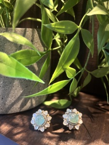 <b>studs</b> earrings in mint carbon stone with gold plated for wedding jewelry party wear handmade 925 <b>silver</b> metal ethnic <b>studs</b> - Product Image 6