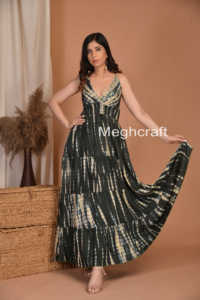 Boho Women Tie Dye <b>Rayon</b> Maxi <b>Dress</b> Floral Printed Comfortable & Wrinkle free <b>Dress</b> for Casual & Party Wear At low Price - Product Image 2