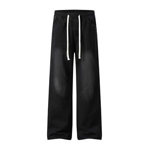 Vaqueros Baggy Rectos Personalizados de Estilo Urbano para Hombre, Vaqueros de Mezclilla de Algodón Oscuro Desgastado, Pantalones Vaqueros Vintage de Moda para Hombre - Product Image 3