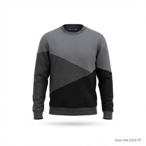 Sudadera de cuello redondo con bloques de color para hombre, estilo casual urbano, jersey de manga larga de forro polar, venta al por mayor personalizada - Product Image 3