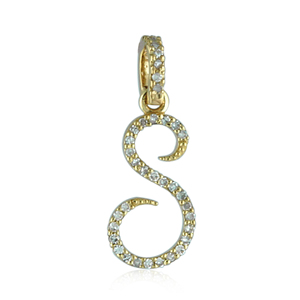 จี้เพชรธรรมชาติทรงหยดน้ำ ทองคำ 14k สีเหลือง ตัวอักษร S แบบเขียนด้วยลายมือ จี้ทำมือ งานละเอียด ขายส่ง จี้สำหรับทุกเพศ - Product Image 2