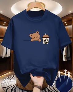 เสื้อยืดคอกลมแขนสั้นผู้ชาย ทรงคลาสสิก ดีไซน์มินิมอล น้ำหนักเบา ผ้าฝ้าย 100% ยืดหยุ่นได้ เหมาะสำหรับออกกำลังกาย - Product Image 5